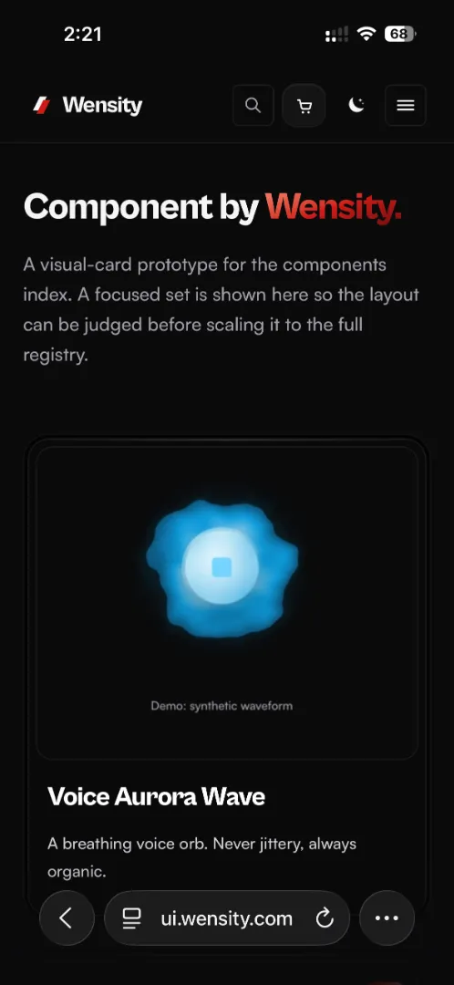 Wensity UI Mobile View 2